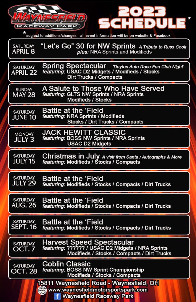 Waynesfield Raceway Park 2025 Schedule